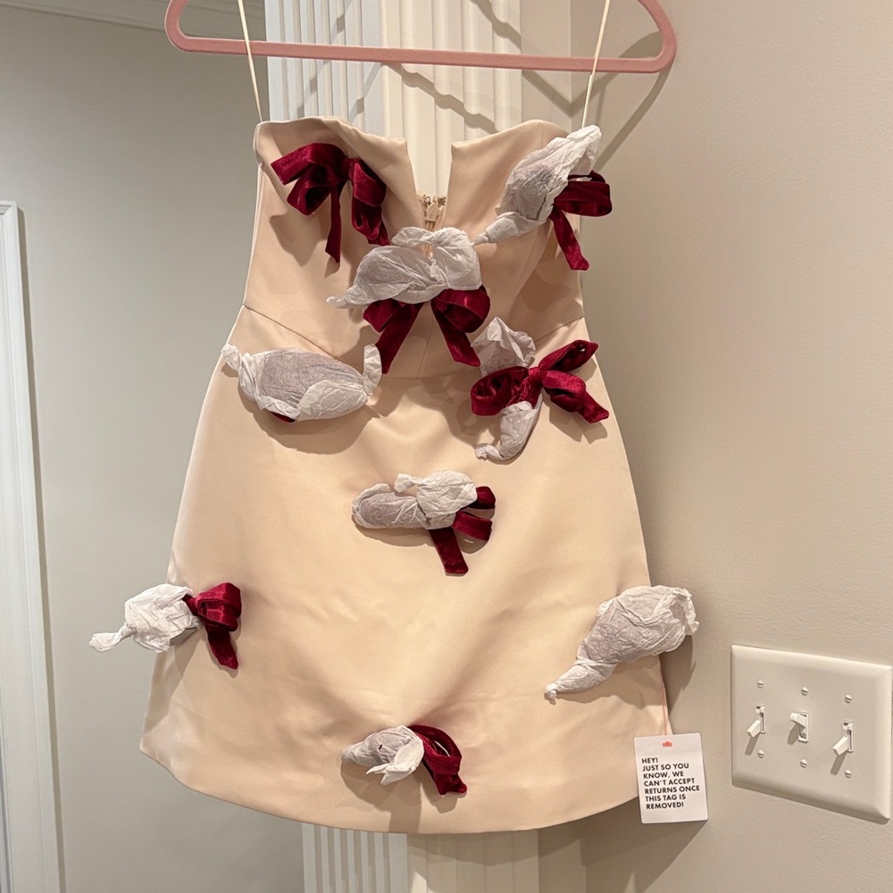 ASOS LUXE Cream Mini Dress with Bows NWT Sz. 2